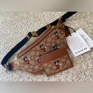 Coach Mickey Mouse Belt-bag and ID Card Case Set